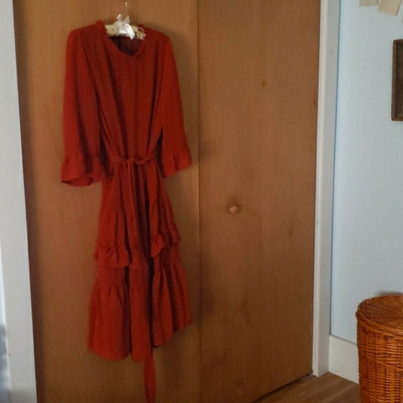 Orange Ruffle Dress - Picture 4 of 14